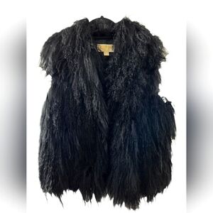 Michael Kors Black Mongolian Lamb Fur Vest